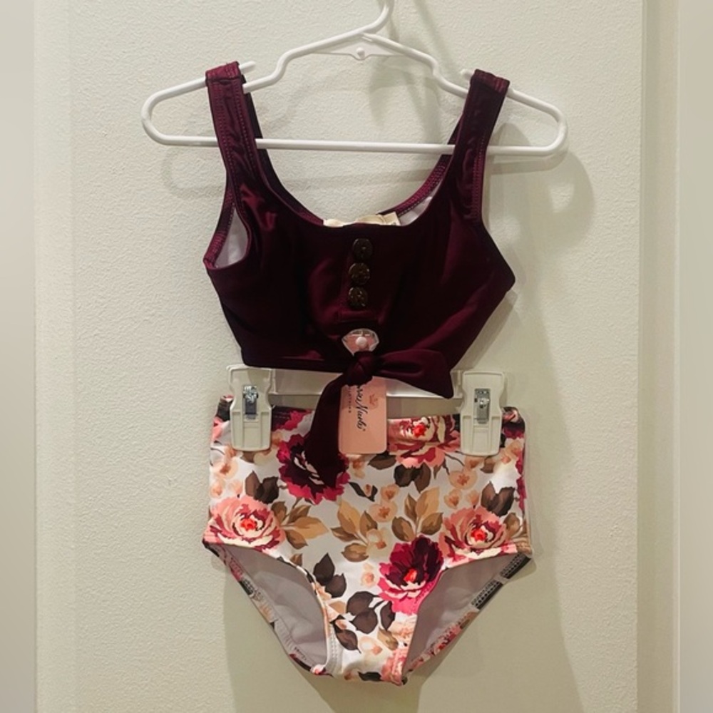 NEW…Toddler Girl High-Waist Floral Swimsuit